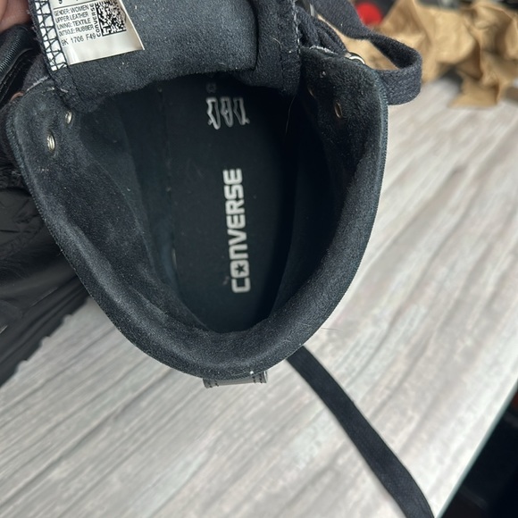 Converse ( Chucks ) All Black leather high top (Monochrome) men’s 9 women 7 - Picture 14 of 16